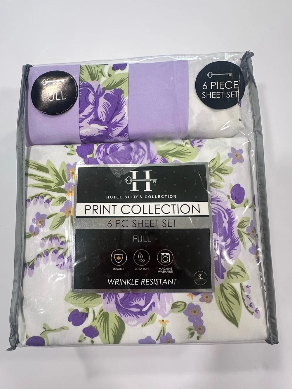 NEW Hotel Suites Collection Full - 6PC Floral Purple/Lavender Wrinkle Resistant